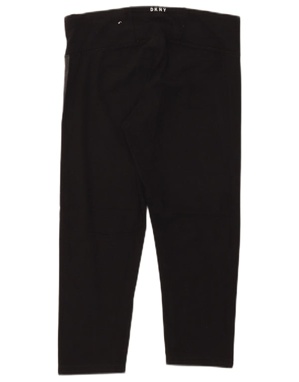 Dkny Womens Graphic Capri Leggings UK 12 Medium Black Colourblock Cotton