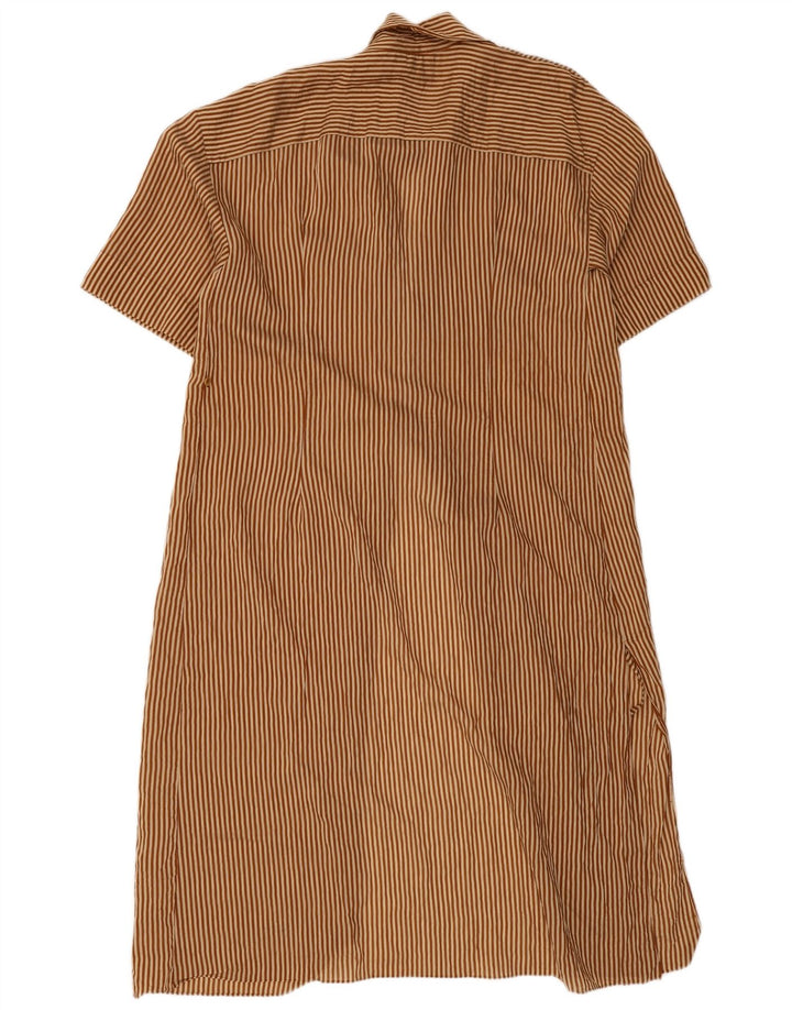 Zara Womens Oversized Robe Dress UK 10 Small Brown Pinstripe