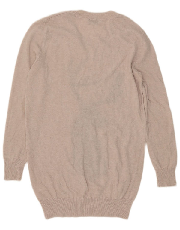 Maglione maglione girocollo con grafica lunga da donna Topshop UK 8 piccolo Beige