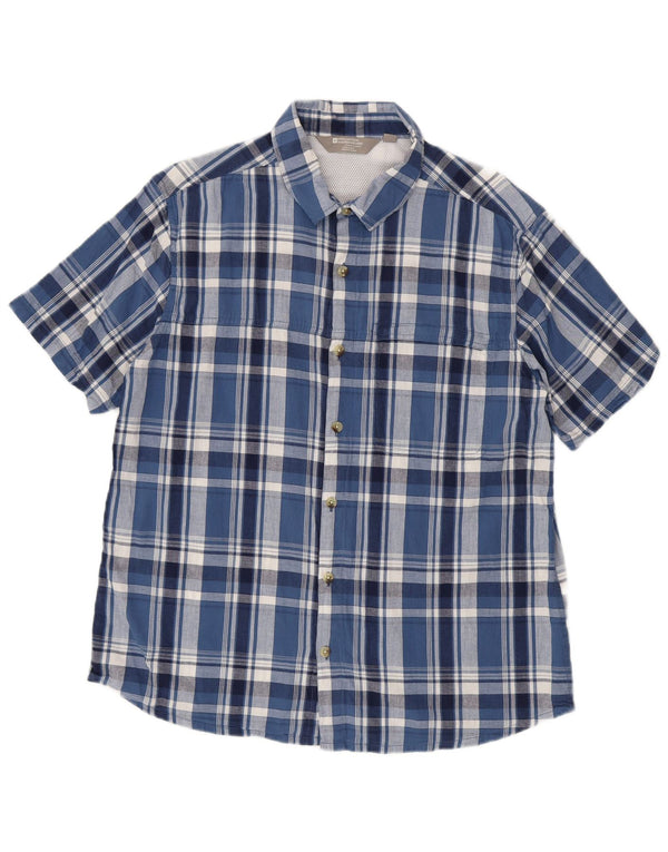 Mountain Warehouse Mens Short Sleeve Shirt Large Blue Check Cotton