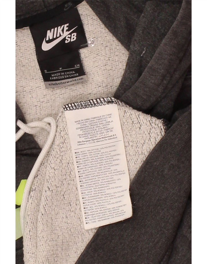 NIKE Mens Graphic Hoodie Jumper Small Grey Cotton