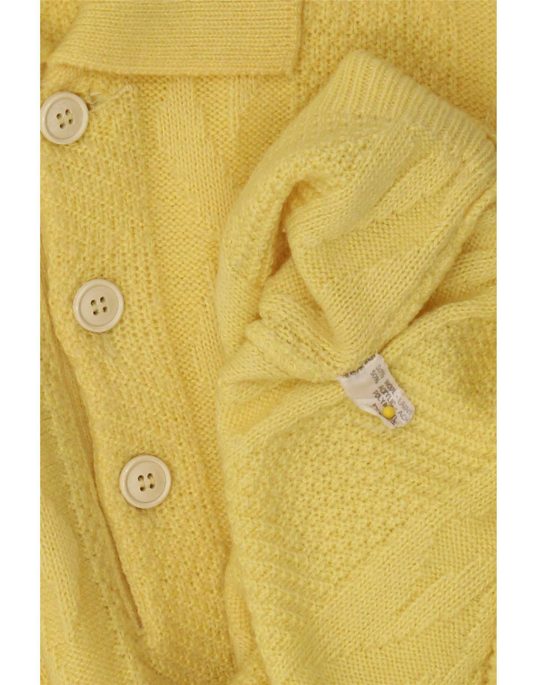 Vintage Mens Polo Neck Jumper Sweater Large Yellow Wool