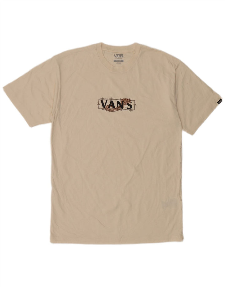Vans Mens Classic Fit Graphic T-Shirt Top Medium Off White Cotton