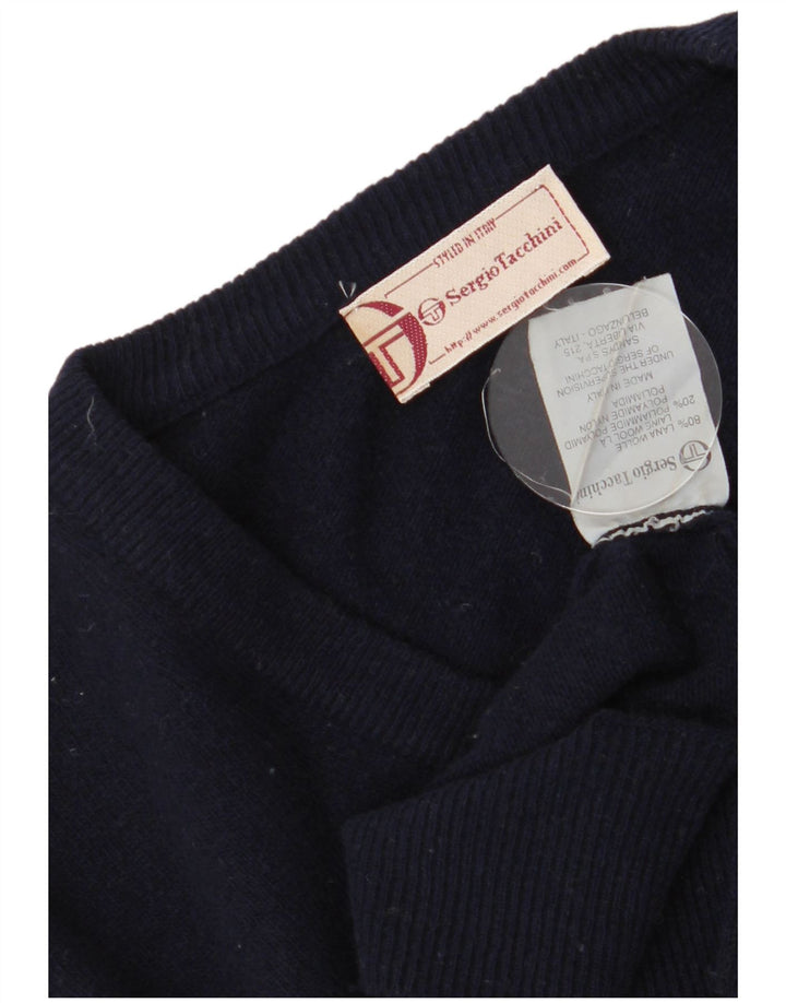 Sergio Tacchini Herren-Pullover mit V-Ausschnitt, 2XL, marineblaue Wolle
