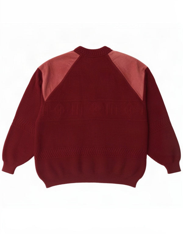 Rainbow Herre Crew Neck Jumper Sweater IT 50 Medium Burgundy Colourblock