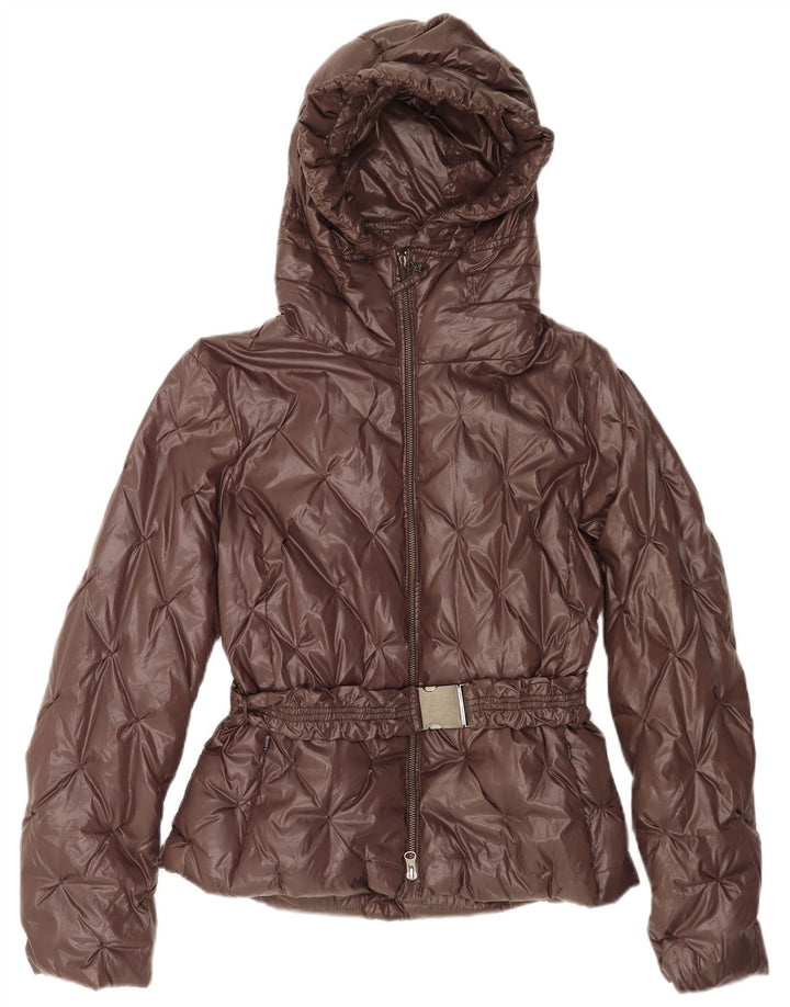Cerruti 1881 Womens Hooded Padded Jacket IT 46 XL Brown Polyamide