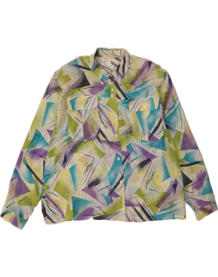 VINTAGE Womens Abstract Pattern Shirt IT 48 XL Multicoloured Polyester 80s Vintage Vintage and Second-Hand Vintage from Messina Hembry 