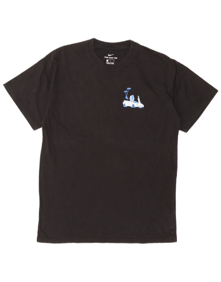 NIKE Mens Graphic T-Shirt Top Medium Black Cotton