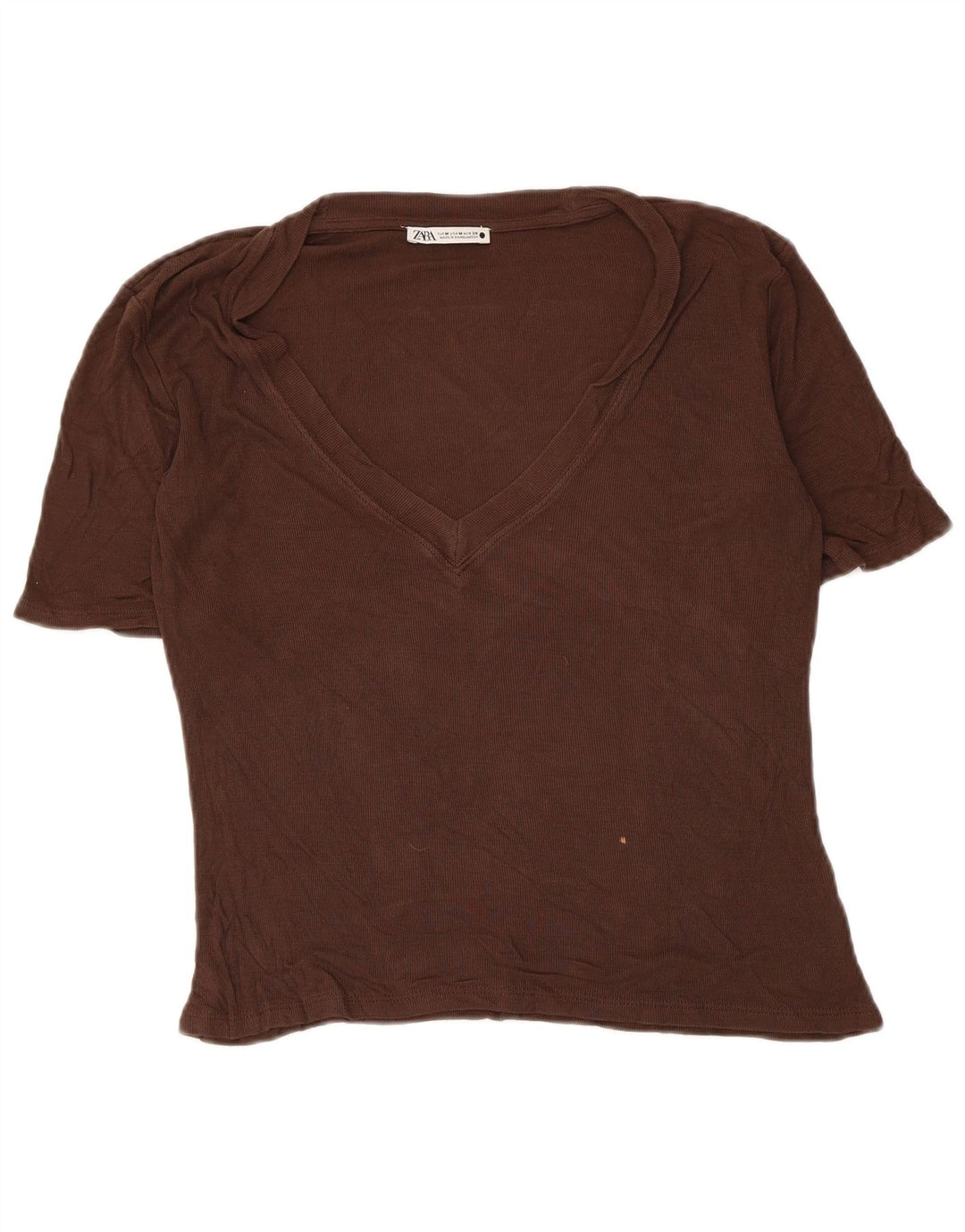 Zara Womens T-Shirt Top UK 12 Medium Brown