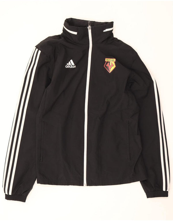 Adidas Hommes Watford À Capuche Survêtement Top Veste Petit Noir Polyester