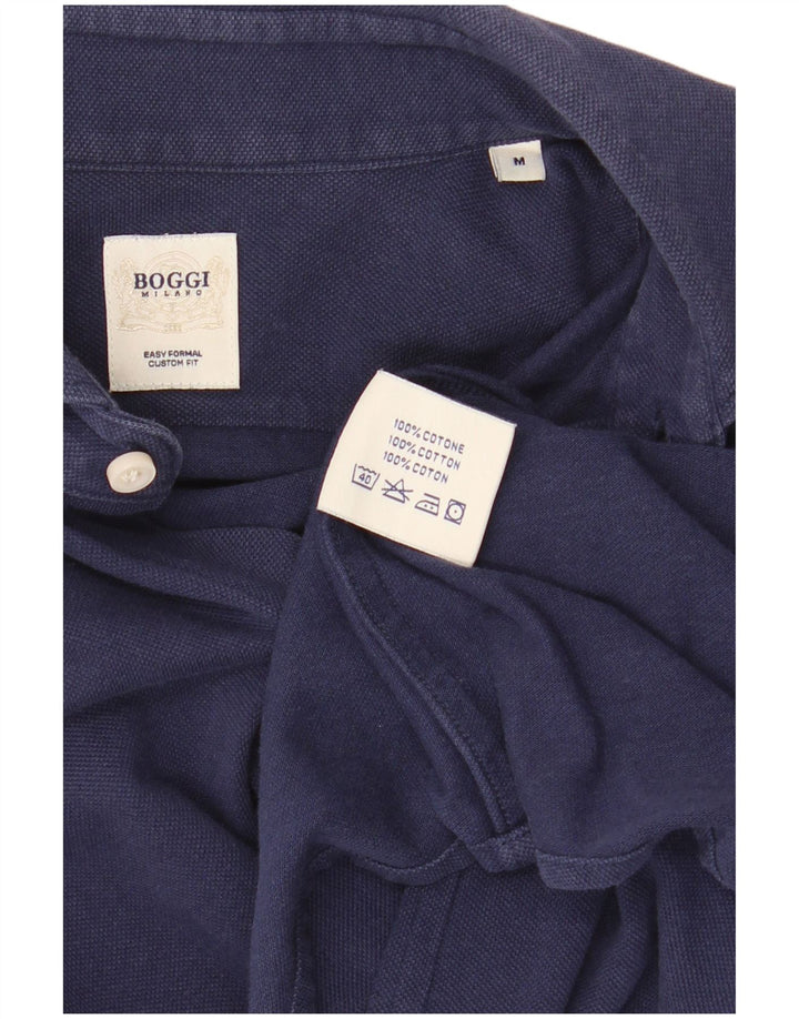 Boggi Mens Milano Shirt Medium Navy Blue Cotton