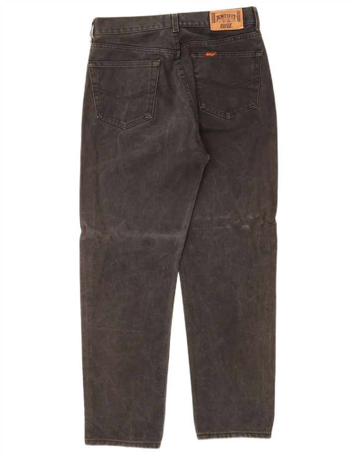 Rifle Mens Tapered Jeans W33 L30 Black Cotton