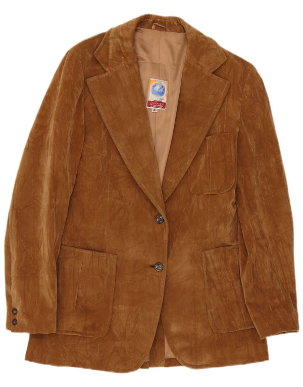 Giacca blazer vintage in pelle scamosciata a 2 bottoni da donna EU 38 Marrone medio
