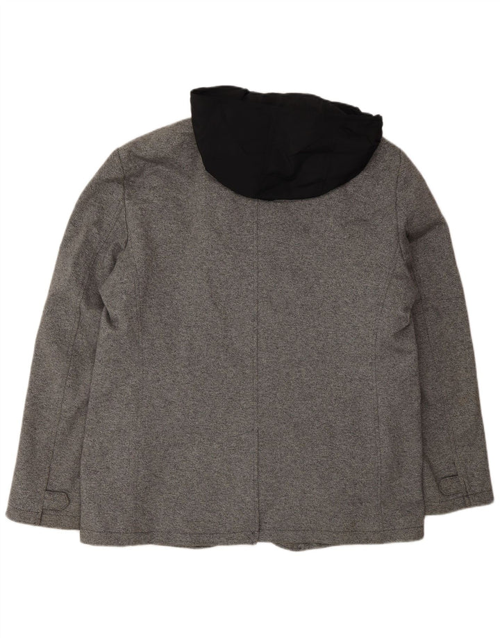 Zara Herren-Bomberjacke mit Kapuze, UK 42, XL, grau, Polyester