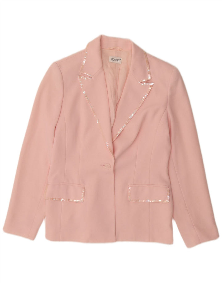 TOGETHER Dame 1-knaps blazerjakke UK 12 Medium Pink Polyester