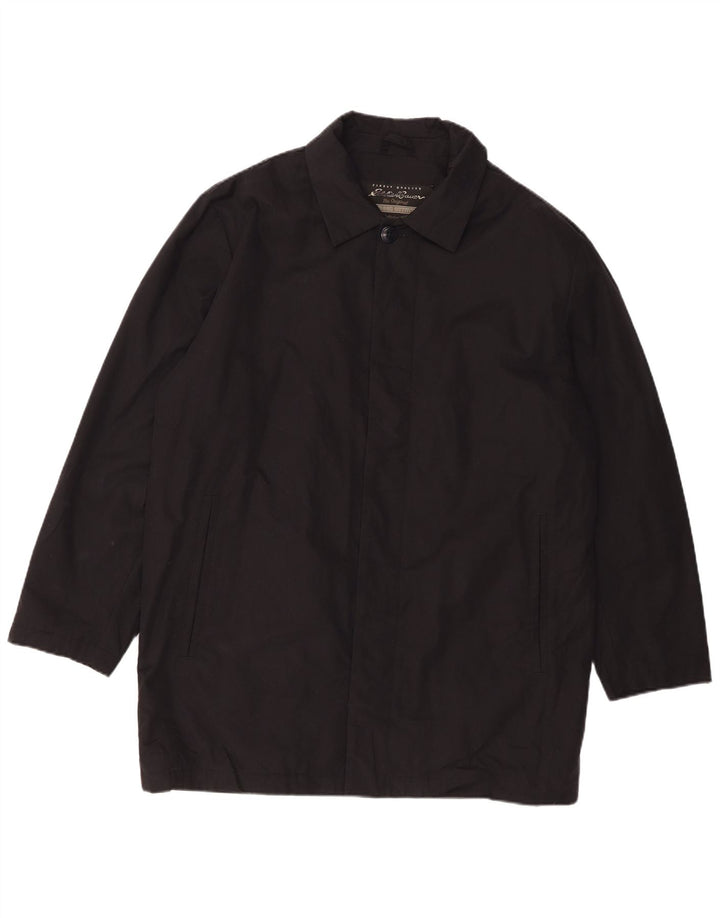 Eddie Bauer Mens Loose Fit Overcoat UK 38 Medium Black Cotton