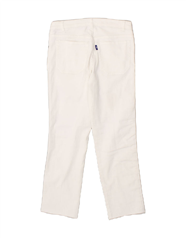 JECKERSON Womens Graphic Cropped Trousers W27 L25 White Colourblock Cotton | Vintage Jeckerson | Thrift | Second-Hand Jeckerson | Used Clothing | Messina Hembry 