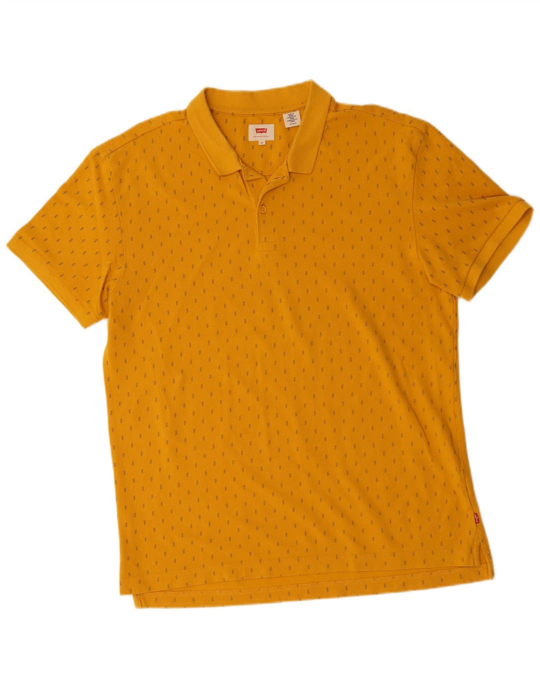 Levi's Mens Polo Shirt XL Yellow Spotted Cotton