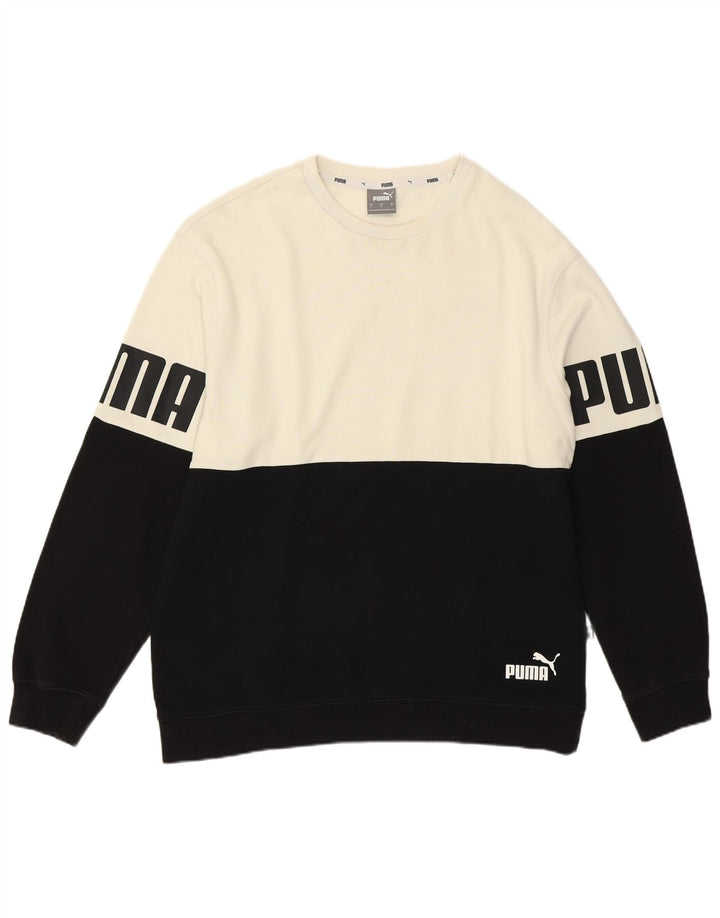 Puma Mens Graphic Sweatshirt Jumper Large White Colourblock Cotton