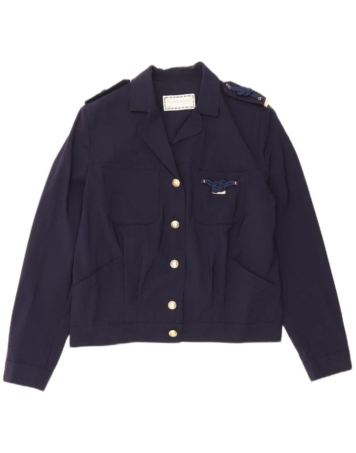 ROCCOBAROCCO Womens Military Jacket IT 42 Medium Navy Blue Viscose