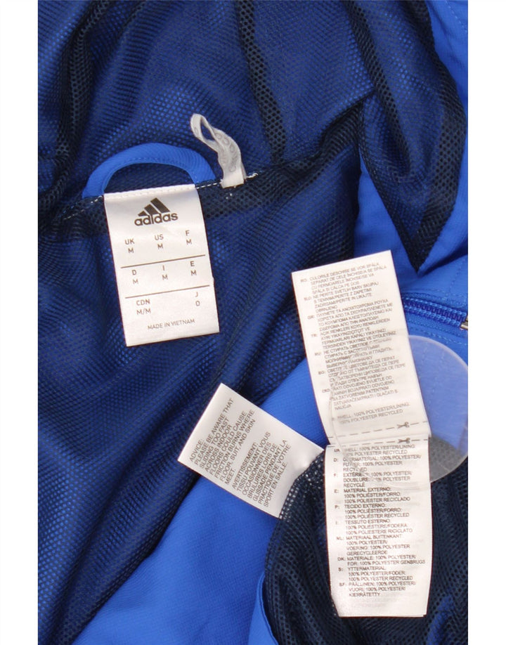 Adidas Mens Graphic Hooded Tracksuit Top Jacket Medium Blue Polyester
