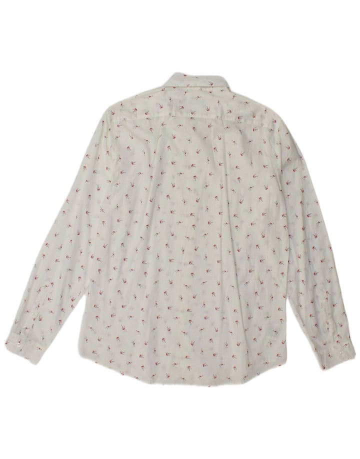 BENETTON Herre Flamingo skjorte Medium Off White Bomuld