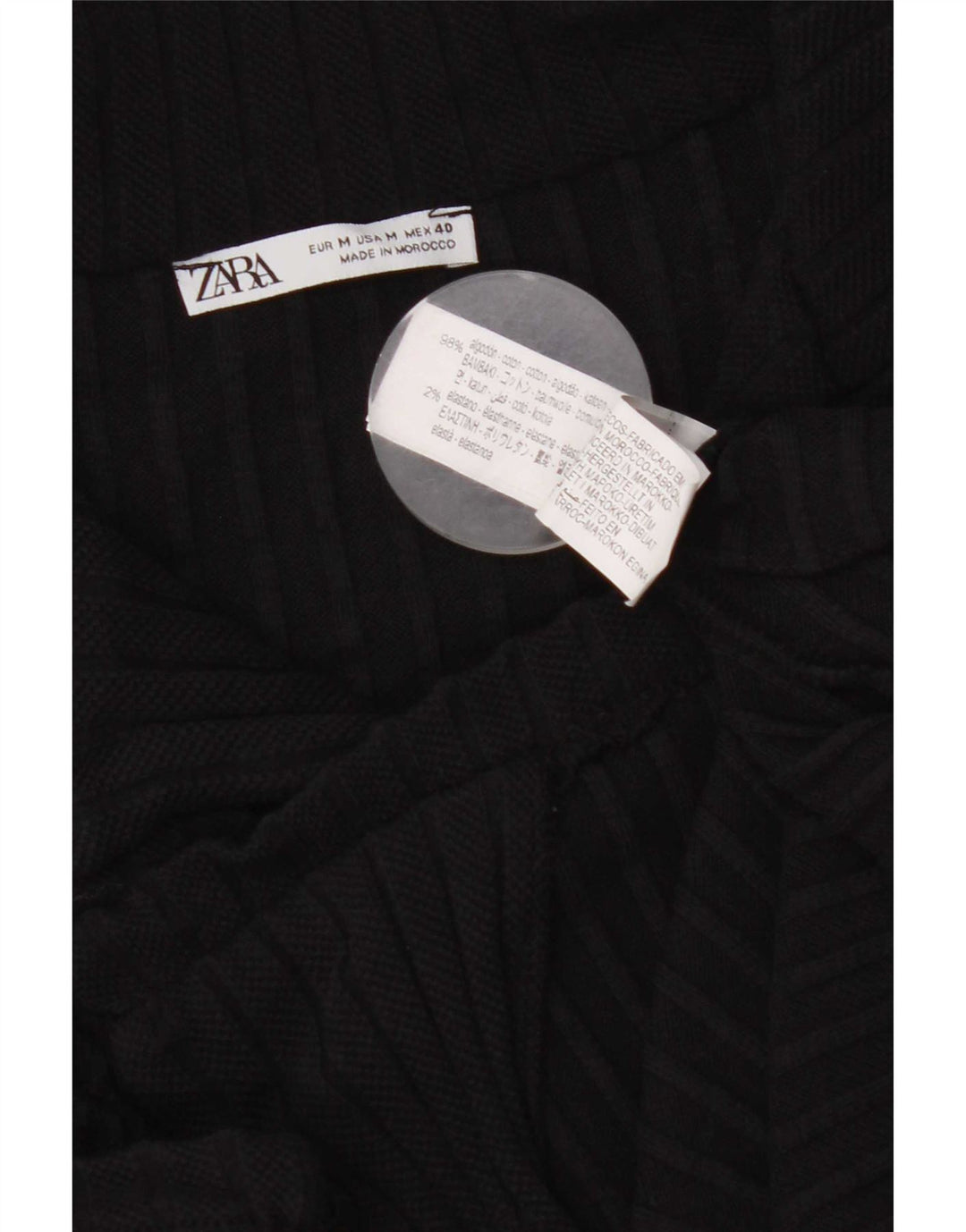 Camisa masculina de manga curta Zara algodão preto médio