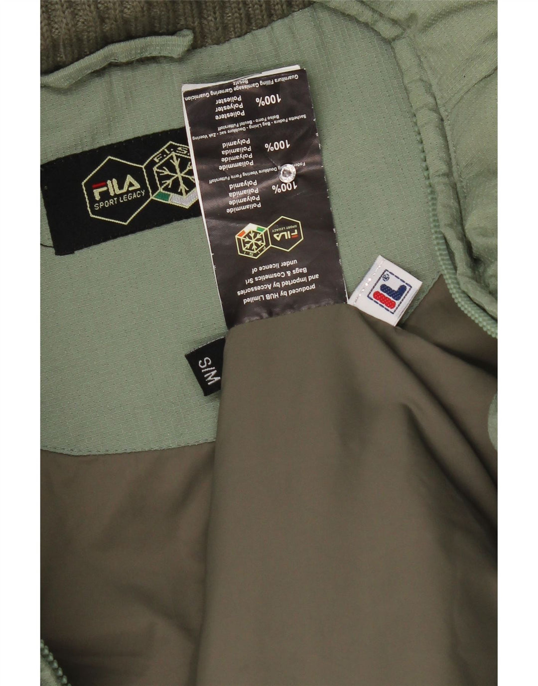 Giacca imbottita con cappuccio Fila da uomo UK 36 Small Verde Poliammide