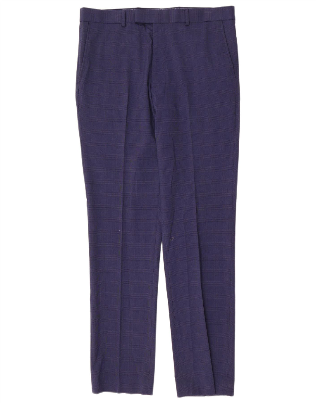 Marks & Spencer Mens Slim Fit Suit Trousers W34 L33 Blue Houndstooth