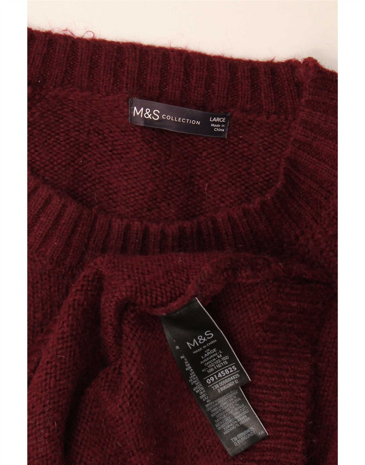 Marks & Spencer Mens Crew Neck Jumper Sweater Large Burgundy Acrylic