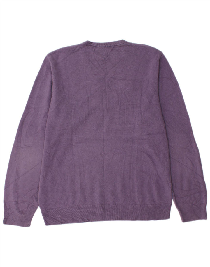 Marks & Spencer Mens Blue Harbour V-Neck Jumper Sweater Medium Purple