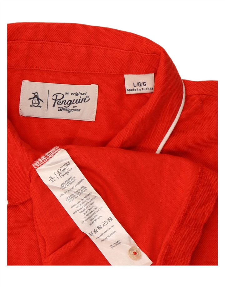 Penguin Mens Polo Shirt Large Red Cotton