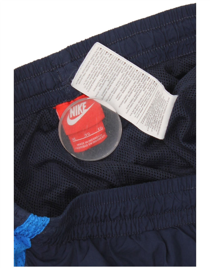 Nike Mens Tracksuit Trousers Joggers XL Navy Blue Colourblock Polyester