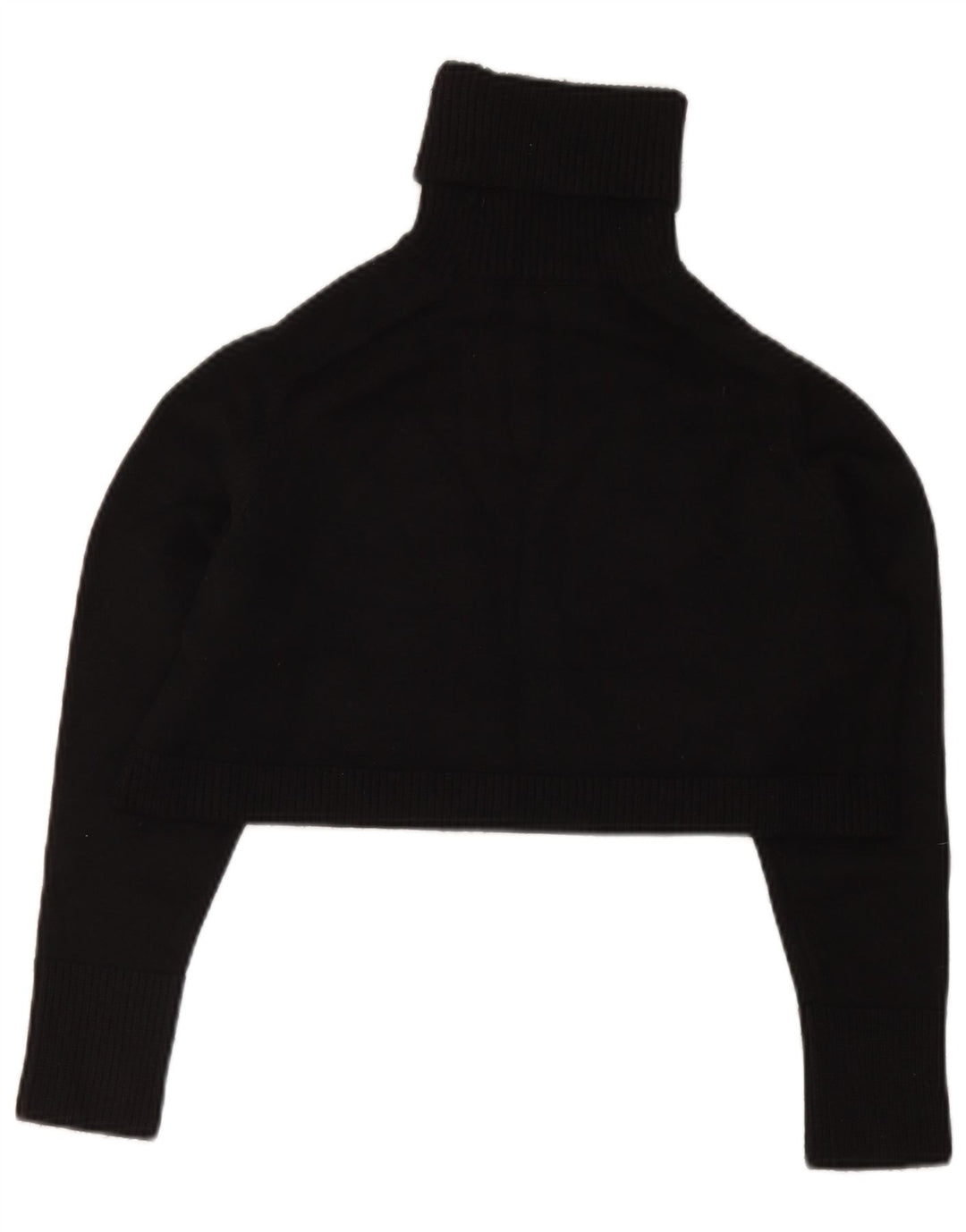 Zara Womens Roll Neck Crop Top UK 10 Small Black Viscose