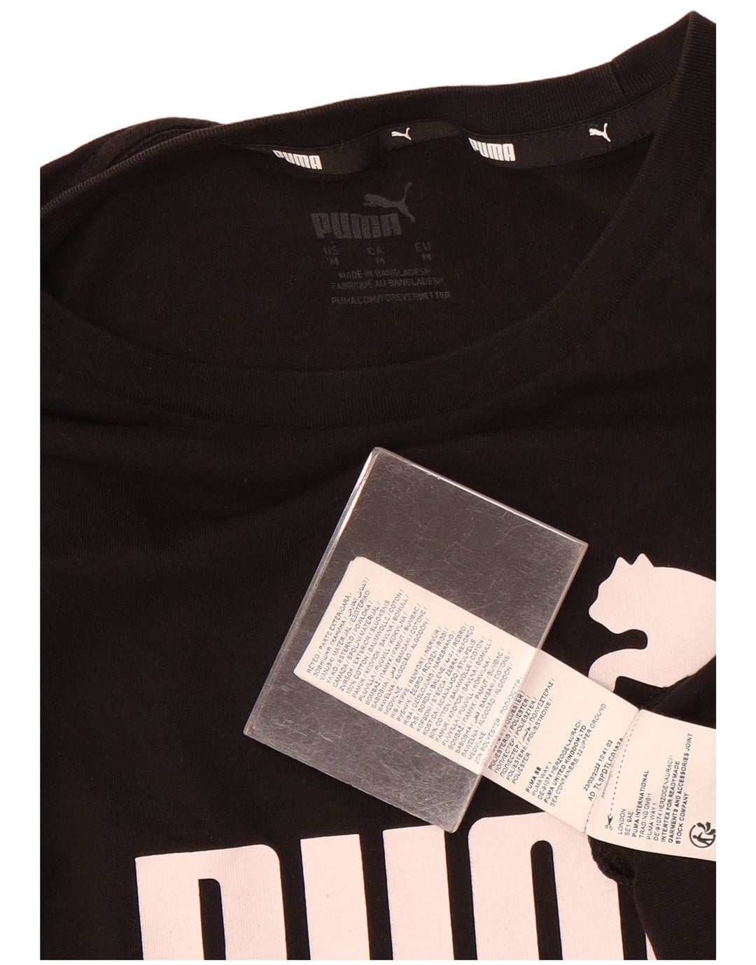 Puma Herre Grafisk T-Shirt Top Medium Sort Bomuld