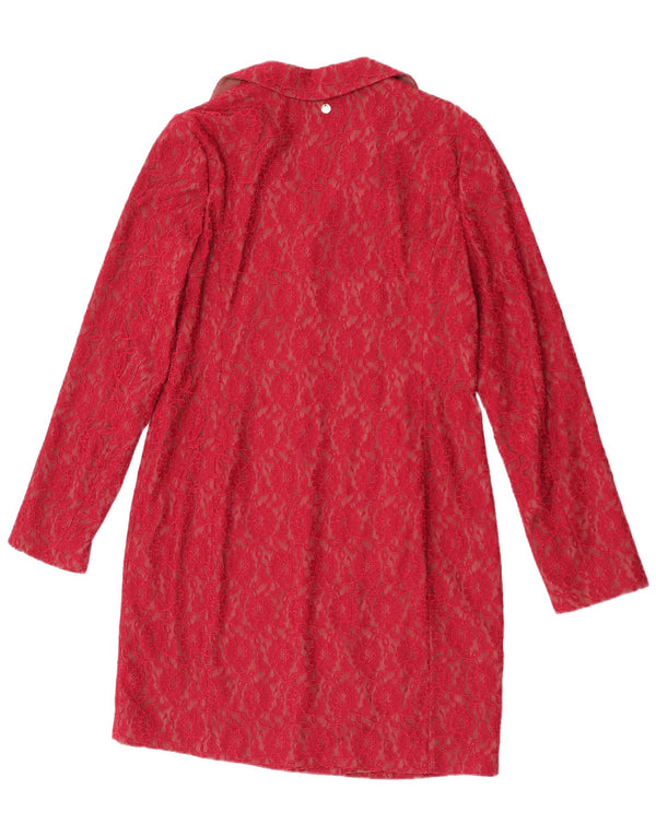 Liu Jo Womens Long Sleeve Sheath Dress IT 46 Large Burgundy Floral