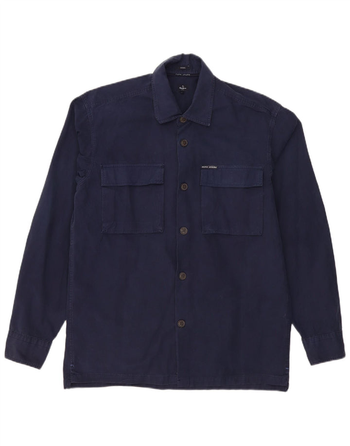 PEPE JEANS Herre grafisk skjorte lille marineblå bomuld