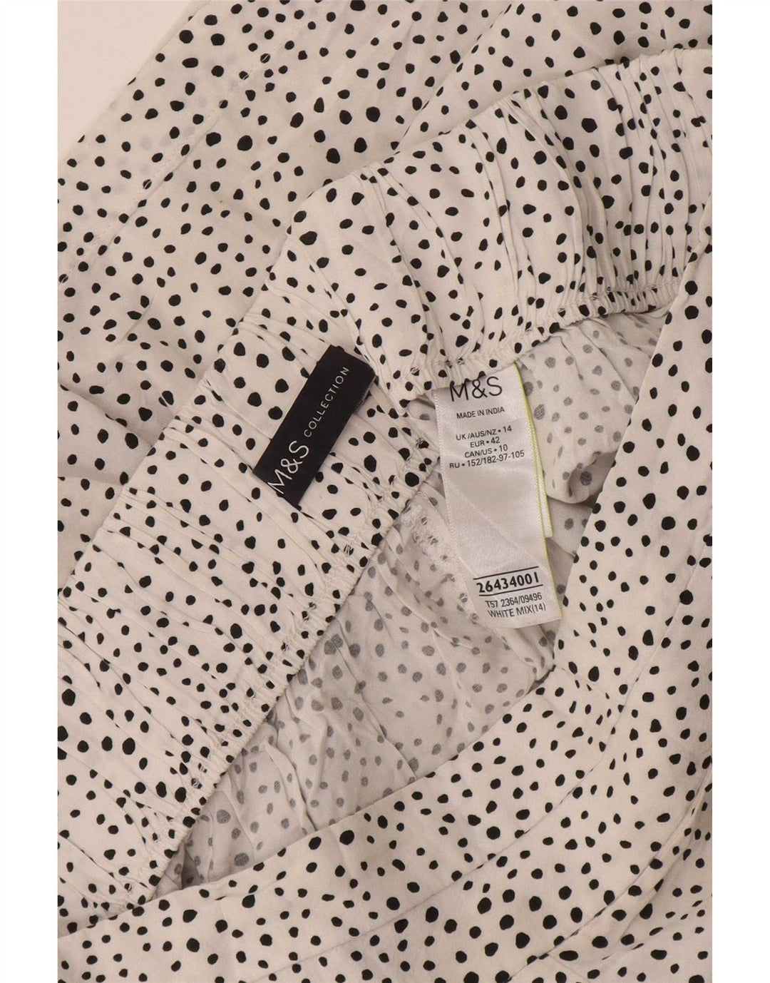 Marks & Spencer Womens Shorts UK 14 Large White Spotted Viscose