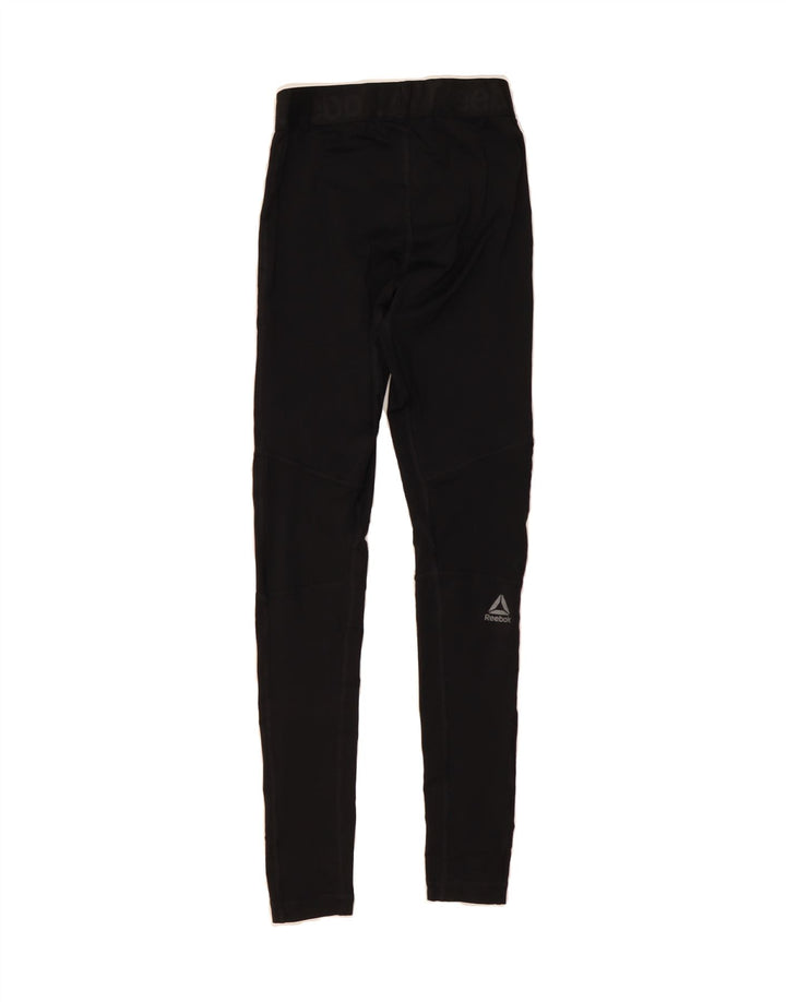 REEBOK Womens Graphic Leggings UK 8 Small  Black Polyester Vintage Reebok and Second-Hand Reebok from Messina Hembry 