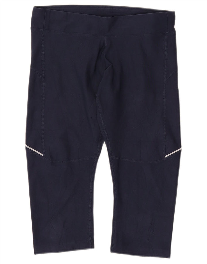 NIKE Dame Dri Fit Capri Leggings UK 10 Small Navy Blue Polyester