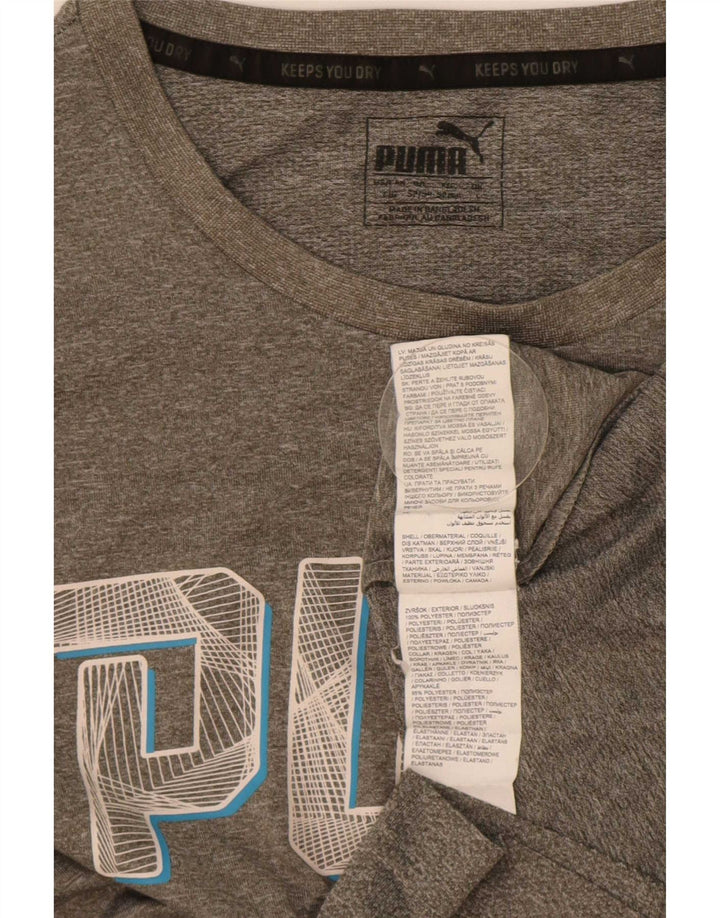 Puma Mens Graphic T-Shirt Top Large Grey Flecked Polyester