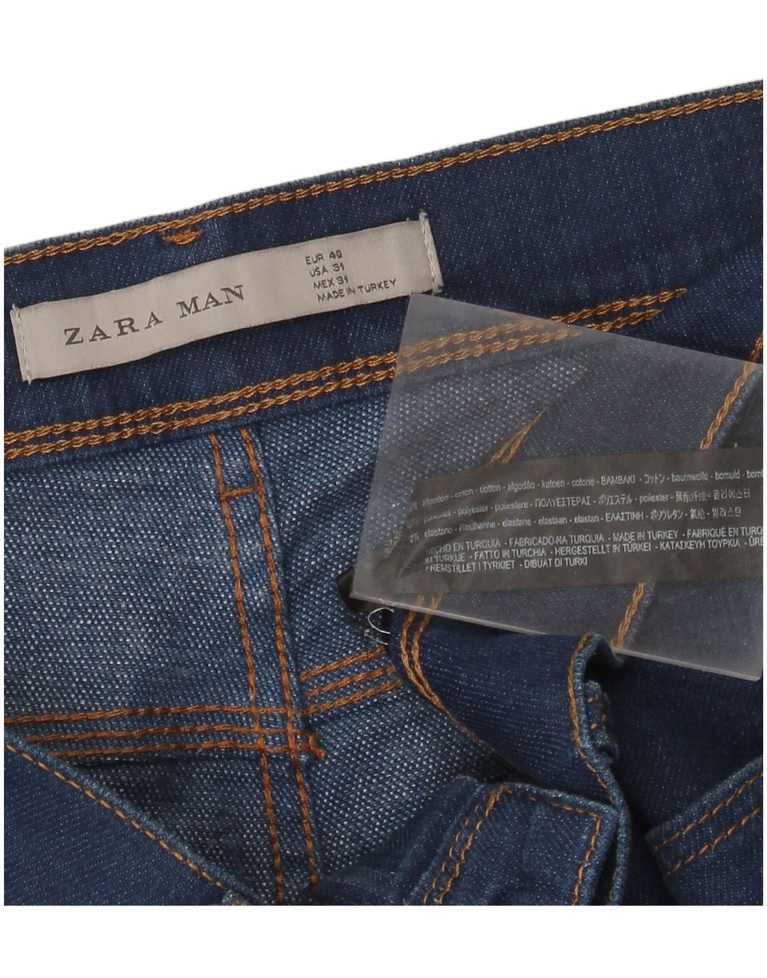 Zara Mens Slim Jeans EU 40 Medium W31 L31 Navy Blue Cotton