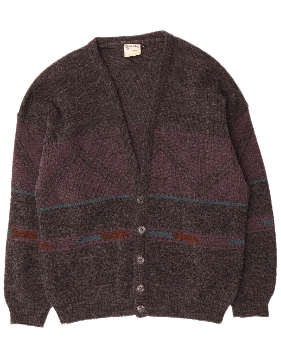 Angelo Litrico Herre cardigan sweater EU 48/50 Medium Grey Geometric Acryl