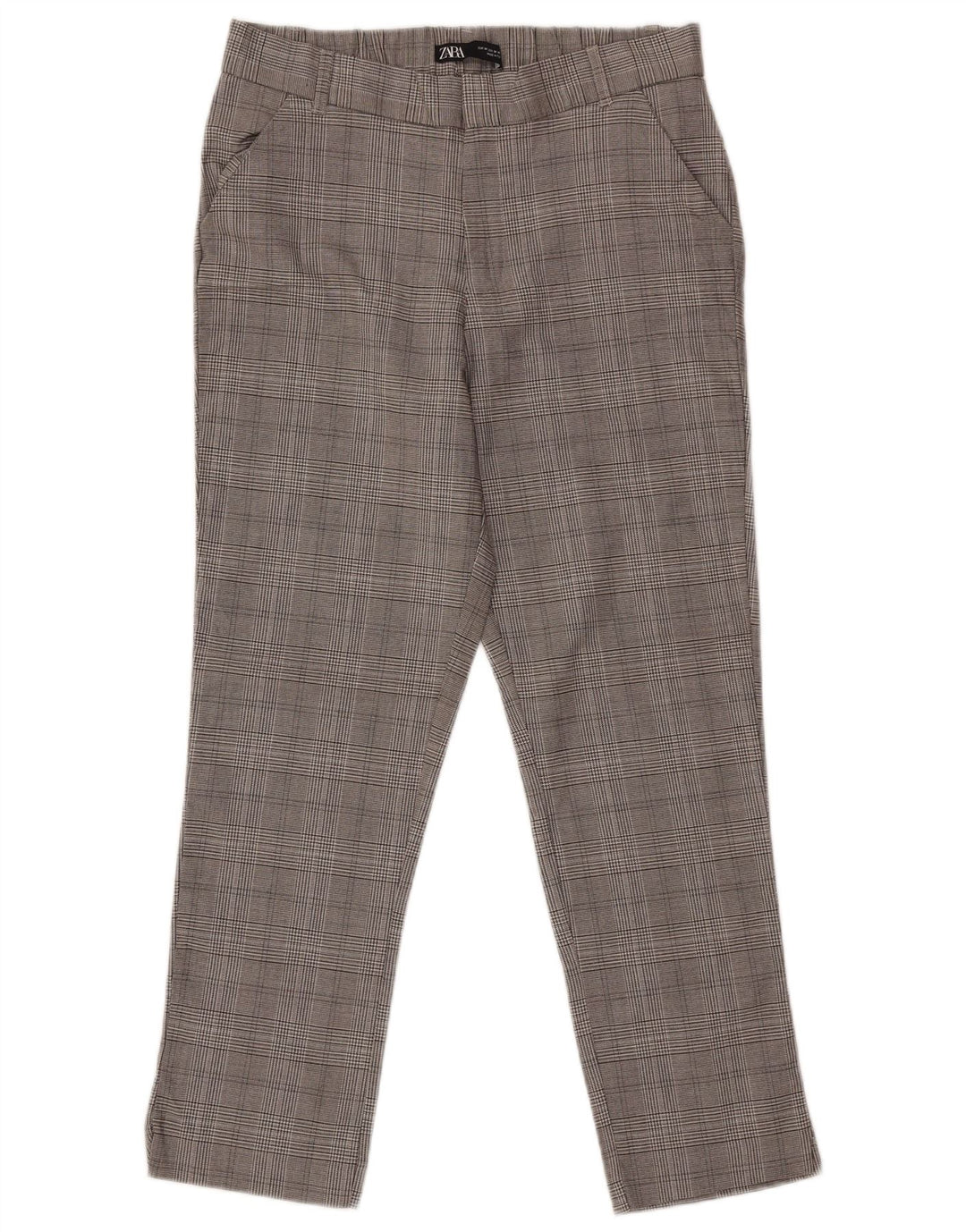 Zara Womens Straight Chino Trousers Medium W28 L26 Grey Houndstooth