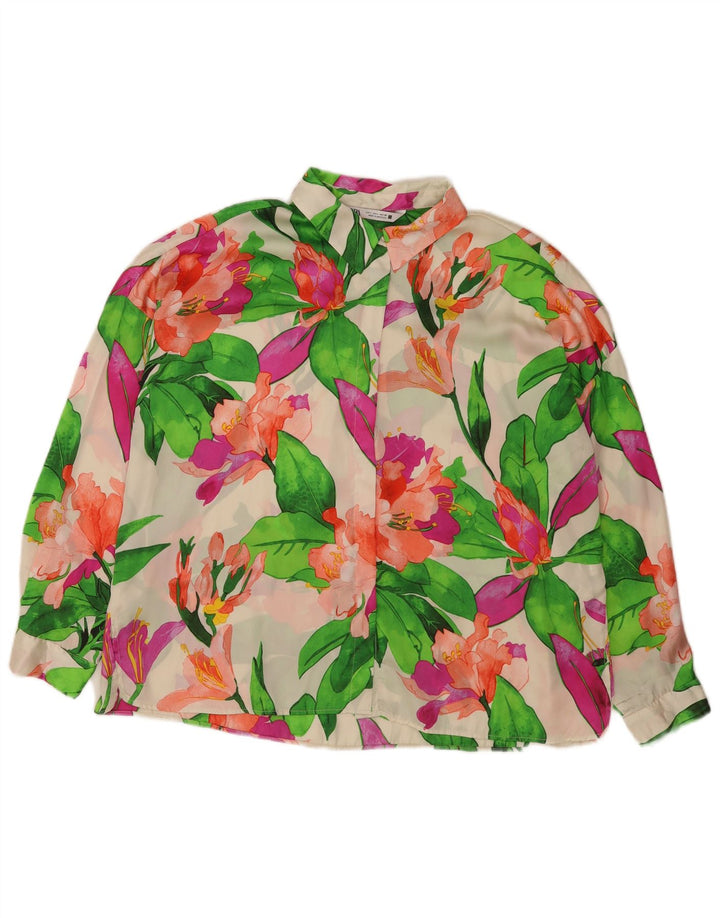 Zara Womens Oversized Shirt Blouse UK 16 Large Multicoloured Floral