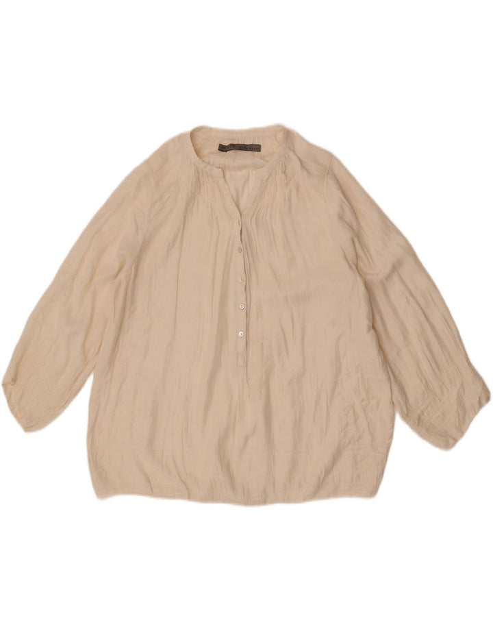 Zara Womens 3/4 Sleeve Blouse Top UK 14 Medium Off White