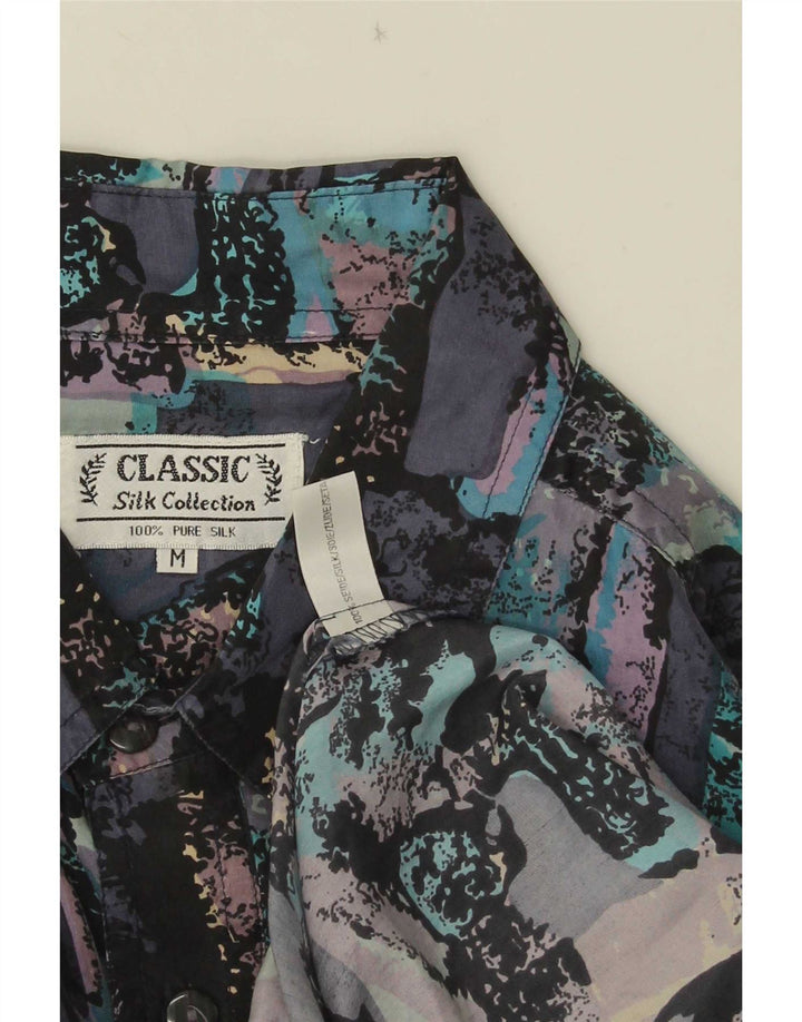 CLASSIC Herren-Kurzarmhemd mit abstraktem Muster, mittelmehrfarbige Seide