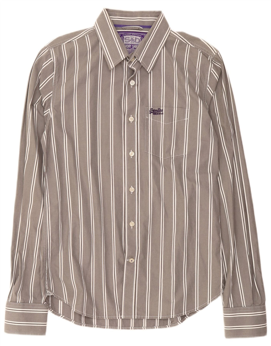 Camicia da uomo Superdry XL in cotone a righe grigie