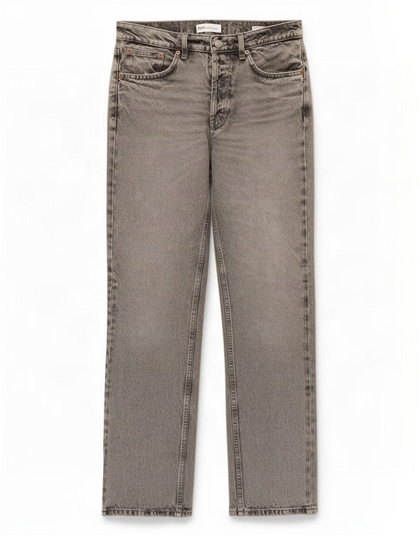 Jeans dritti da donna Zara EU 34 2XS W24 L34 Cotone grigio