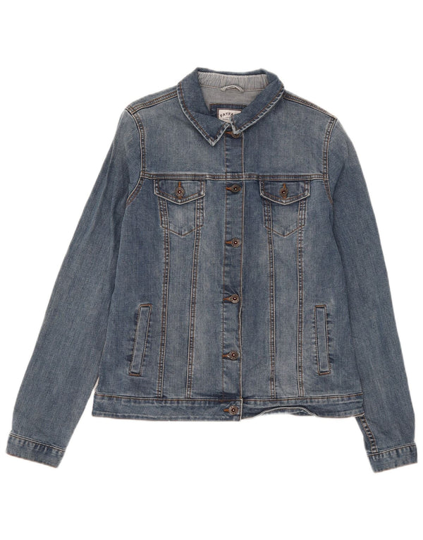 Jaqueta jeans feminina Fat Face UK 12 algodão azul médio